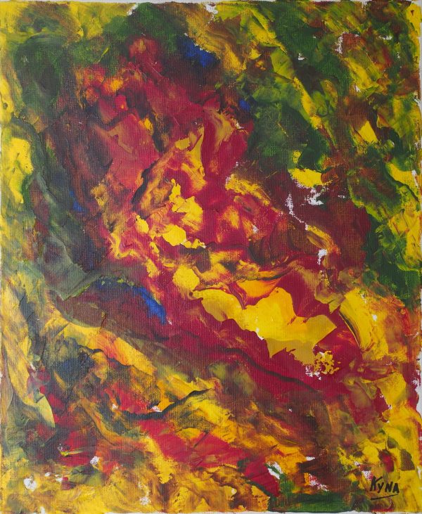 Le voyageur jaune, art abstrait, Kyna de Schouël artiste peintre