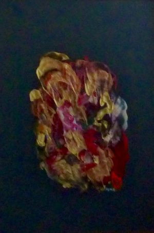 Le visage d'or, peinture abstraite, Kyna de Schouël artiste peintre