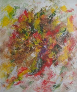 Le bouquet, peinture abstraite, Kyna de Schouël artiste peintre
