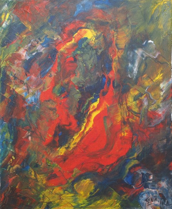 Volcan, art abstrait, Kyna de Schouël artiste peintre