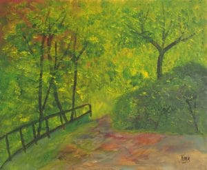 La forêt, peinture figurative, Kyna de Schouël artiste peintre